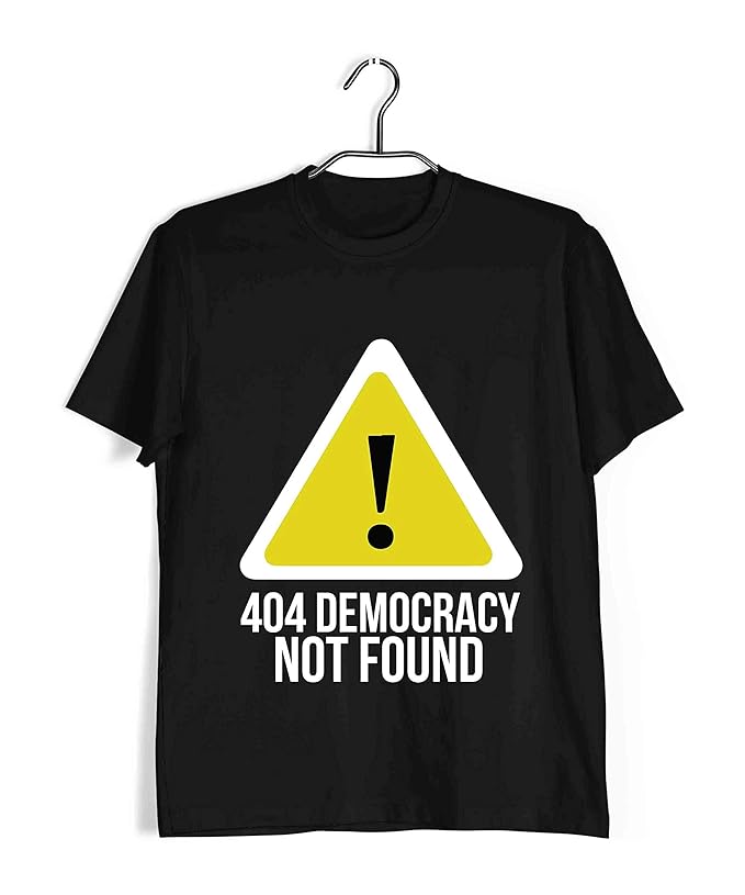 Aaramkhor Protest Round Neck Half Sleeve T-Shirt for Men | 404: Democracy NOT Found | Politics
